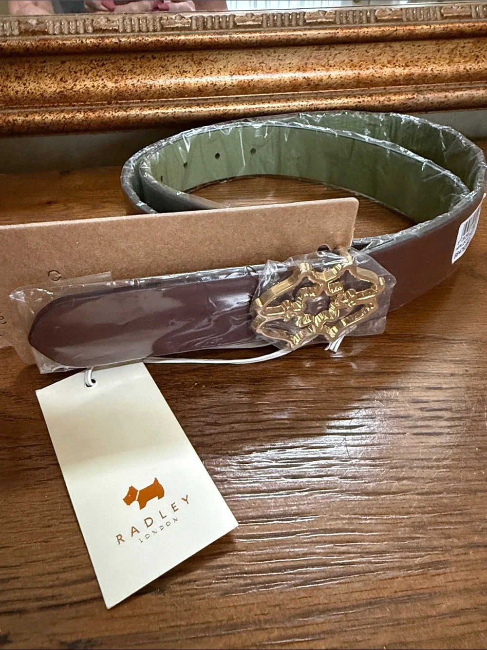 RADLEY LONDON Adjustable Dark Brown Leather Belt with Gold Buckle.